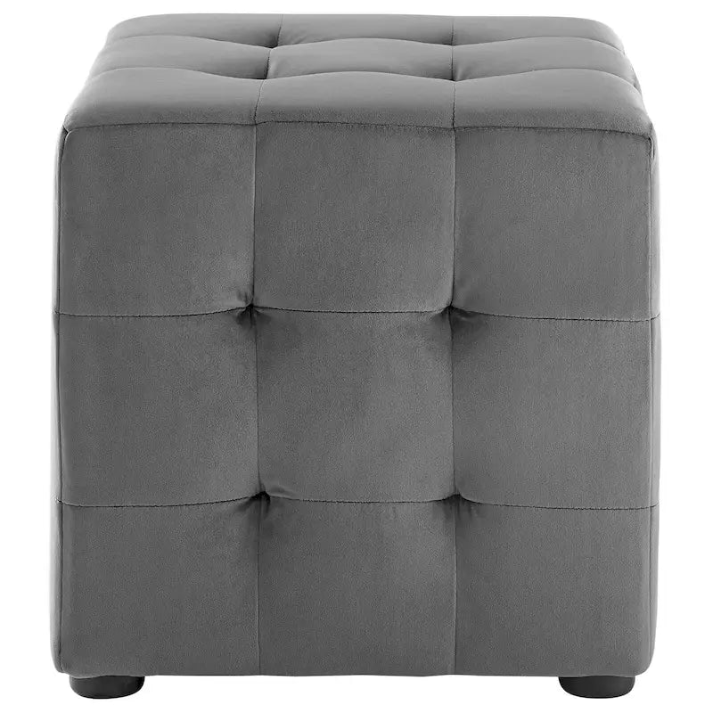 Pouf cube capitonné en velours