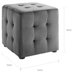 Pouf cube capitonné en velours