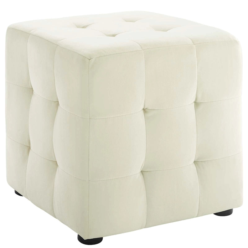 Pouf cube capitonné en velours