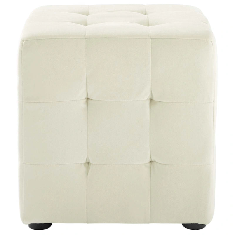 Pouf cube capitonné en velours