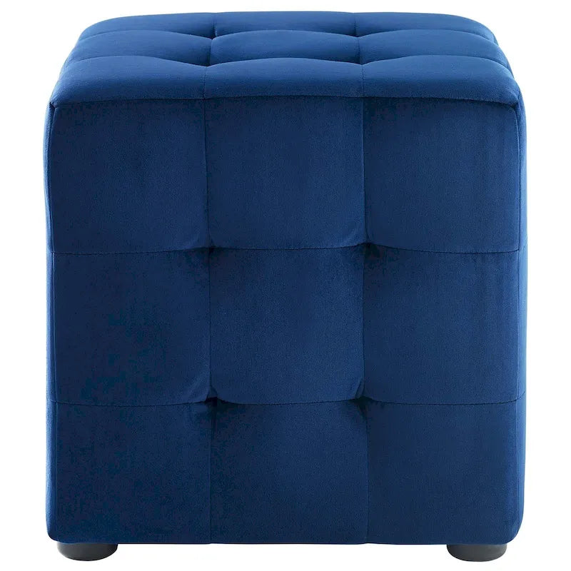 Pouf cube capitonné en velours