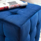 Pouf cube capitonné en velours