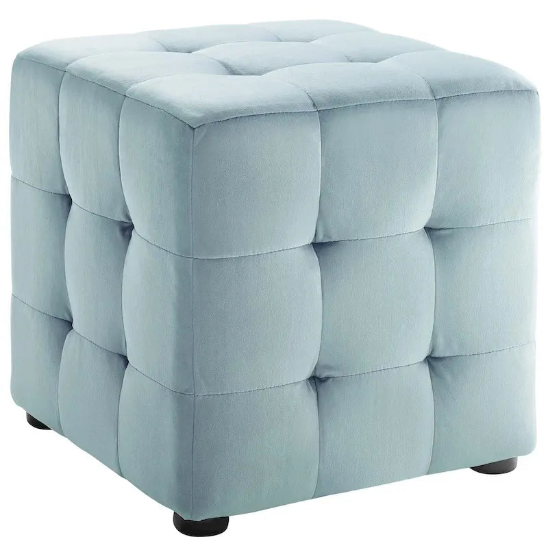 Pouf cube capitonné en velours