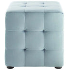 Pouf cube capitonné en velours