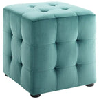 Pouf cube capitonné en velours