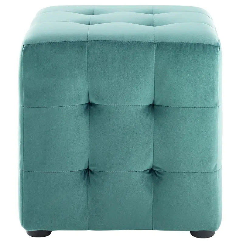 Pouf cube capitonné en velours