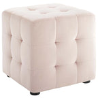 Pouf cube capitonné en velours