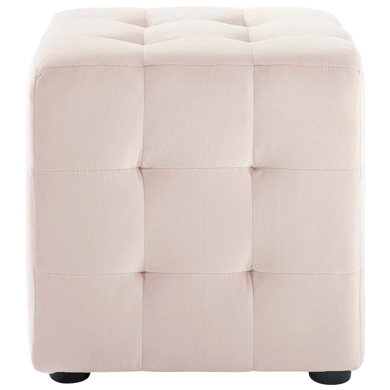 Pouf cube capitonné en velours