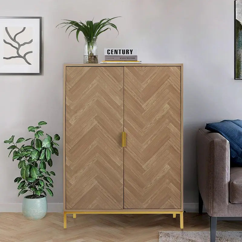 Buffet moderne en bois à 2 portes avec étagères réglables