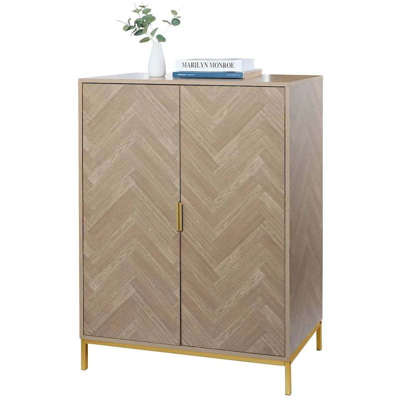 Buffet moderne en bois à 2 portes avec étagères réglables