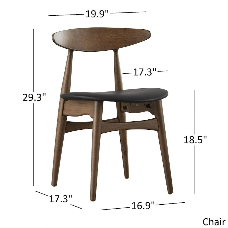 Table à manger ronde en noyer foncé et chaises avec plateau en verre - chaises de salle à manger à dossier incurvé