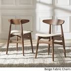 Table à manger ronde en noyer foncé et chaises avec plateau en verre - chaises de salle à manger à dossier incurvé