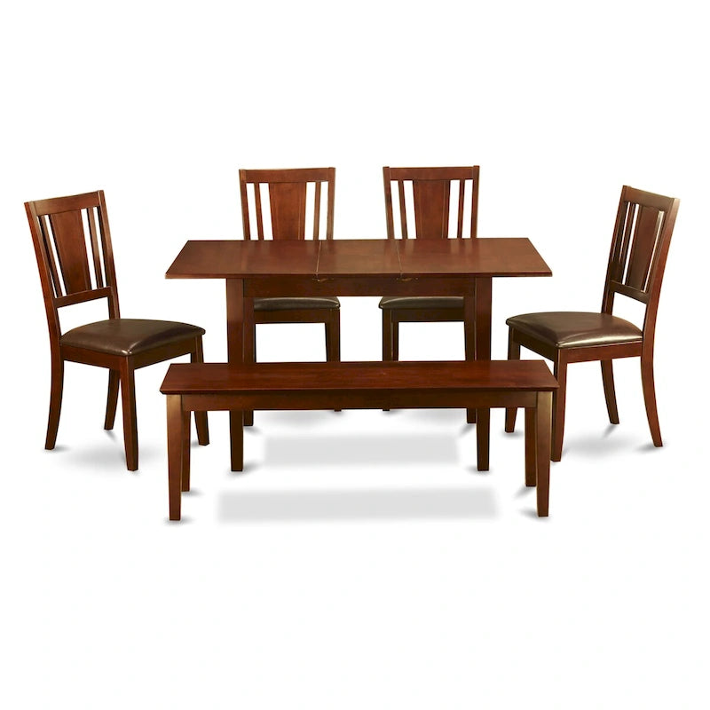 East West Furniture Dining Table  Contains a Rectangle Dining Table and Dining Chairs with a Bench (Chair Seat Type Options)