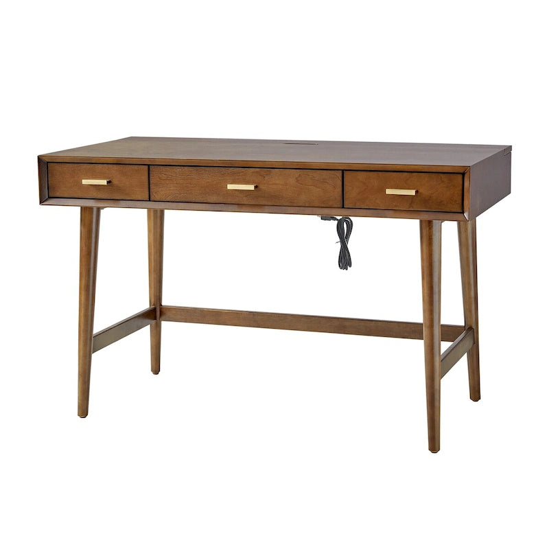 Un bureau d'ordinateur de 122 cm avec un design moderne de style médiéval et des ports USB.