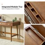 Un bureau d'ordinateur de 122 cm avec un design moderne de style médiéval et des ports USB.