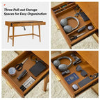 Un bureau d'ordinateur de 122 cm avec un design moderne de style médiéval et des ports USB.
