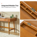 Un bureau d'ordinateur de 122 cm avec un design moderne de style médiéval et des ports USB.