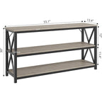 55 Table console étroite à 3 niveaux pour entrée, avec cadre en métal