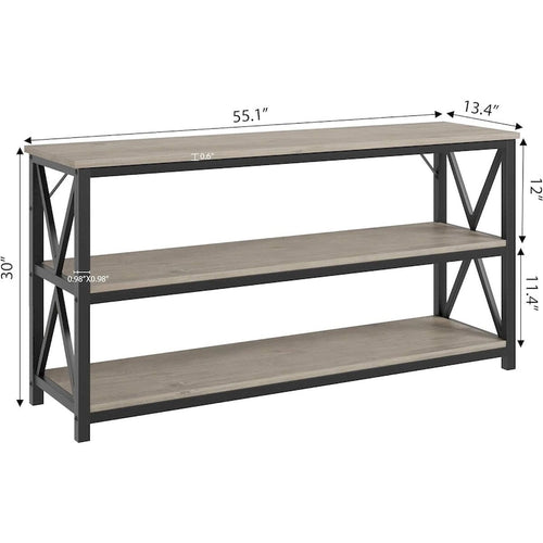 55 Table console étroite à 3 niveaux pour entrée, avec cadre en métal