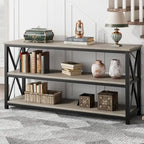 55 Table console étroite à 3 niveaux pour entrée, avec cadre en métal