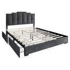 Lit plateforme de rangement entièrement tapissé Yuma