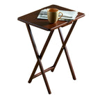 Plateaux de télévision pliants en bois avec support de rangement compact, Espresso, 5 pièces - 36.38