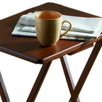 Plateaux de télévision pliants en bois avec support de rangement compact, Espresso, 5 pièces - 36.38