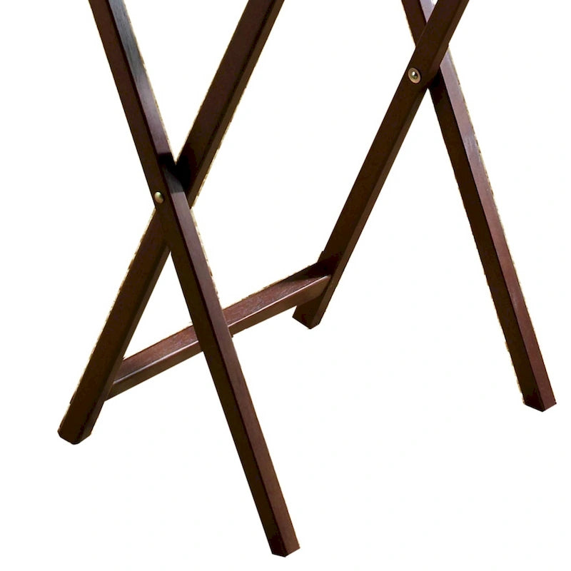 Plateaux de télévision pliants en bois avec support de rangement compact, Espresso, 5 pièces - 36.38
