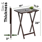 Plateaux de télévision pliants en bois avec support de rangement compact, Espresso, 5 pièces - 36.38
