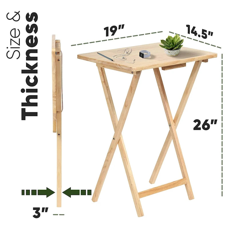 Plateaux de télévision pliants en bois avec support de rangement compact, Espresso, 5 pièces - 36.38