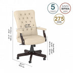 Fauteuil de bureau haut dossier avec accoudoirs et coussins