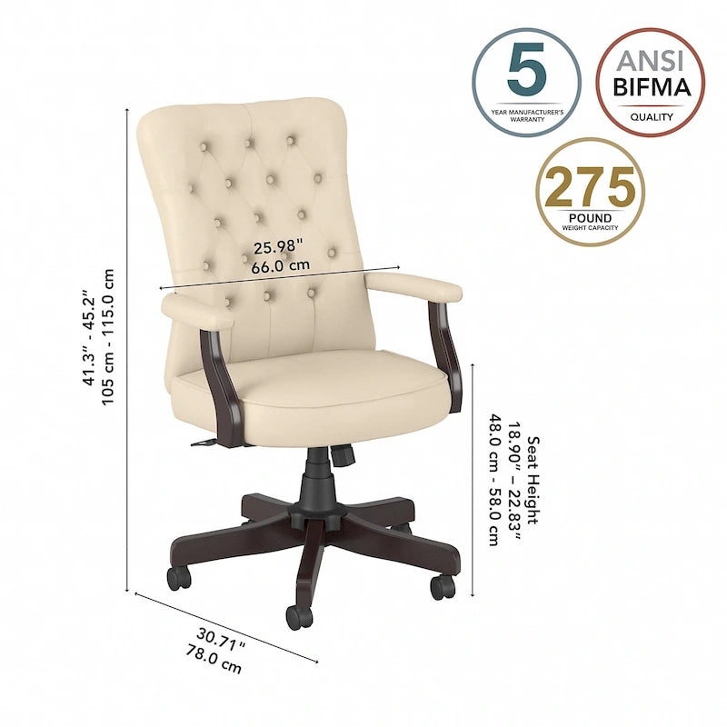 Fauteuil de bureau haut dossier avec accoudoirs et coussins