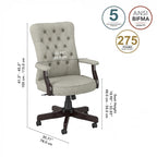 Fauteuil de bureau haut dossier avec accoudoirs et coussins