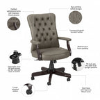 Fauteuil de bureau haut dossier avec accoudoirs et coussins