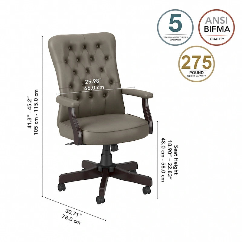 Fauteuil de bureau haut dossier avec accoudoirs et coussins