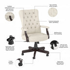 Fauteuil de bureau haut dossier avec accoudoirs et coussins
