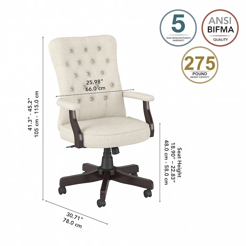 Fauteuil de bureau haut dossier avec accoudoirs et coussins